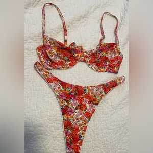 Monday swimwear pink and orange floral bikini set